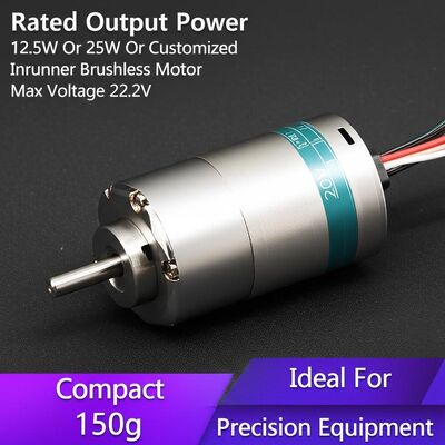 Rated Output Power 12.5W Or 25W Or Customized Inrunner Brushless Motor Max Voltage 22.2V Compact 150g Ideal For Precision Equipment